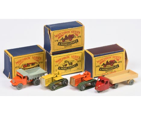 Matchbox Regular Wheels group of Construction vehicles. (1) 6A Quarry Truck&nbsp; metal wheels with flat crimped axles (2) 8a