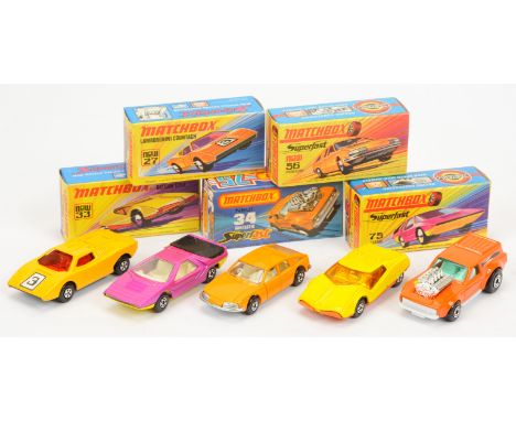 Matchbox Superfast group of 1970's issue Cars (1) 27b Lamborghini Countach - dark yellow body with racing number 3 label, red