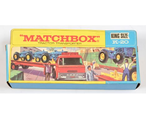 Matchbox Kingsize K20 Ford D-Series Articulated Tractor Transporter - red tractor unit with yellow lifting fuel tanks, red ro