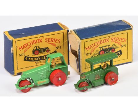 Matchbox Regular Wheels pair (1)1a Aveling Barford Diesel Road Roller - Stannard Code 2 - dark green body with straight canop