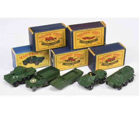 Matchbox Regular Wheels Military group (1) 49a US Army Half Track with metal rollers, (2) 55a DUKW Amphibian - military green