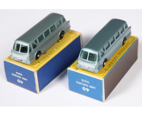 Matchbox Regular Wheels 40b Leyland Royal Tiger Coach pair (1) Stannard Code 7 - metallic silver-blue body (lighter shade) wi