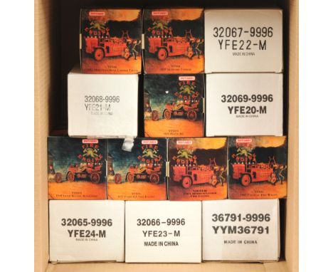 Matchbox Models of Yesteryear "Fire Engine Series" to include YFE01 1920 Mack AC Fire Truck, YFE02 Land Rover Auxiliary,YFE23