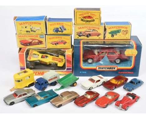 Matchbox Regular Wheels &amp; Super Kings a group to include 28c Jaguar Mk.X - bare metal engine; 32b Jaguar E-Type - metalli