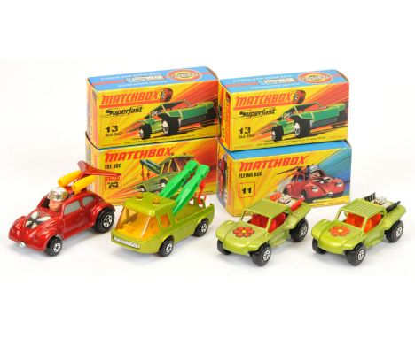 Matchbox Superfast group of 1970's issue Models (1) 11b Volkswagen Beetle Flying Bug Dragsters - heart shaped hood label, sil