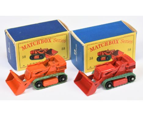 Matchbox Regular Wheels 58b Drott Excavator pair (1) Stannard Code 4 with red body, cast shut hydraulic arms, metallic silver