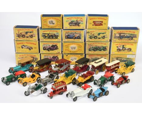Matchbox Models Of Yesteryear boxed Group to include Y5 Bentley - Green body, red interior and Tonneau, Racing No,5; Y6 Bugat