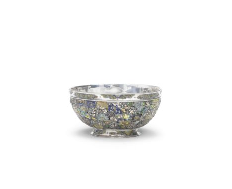An enamel and silver bowlBy Hiratsuka Mohei, Meiji era (1868-1912), late 19th/early 20th century  The deep circular body with
