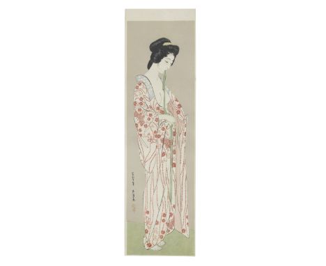 Hashiguchi Goyo (1880-1921)Taisho era (1912-1926), dated 1920A woodblock print of Nagajuban o kitaru onna (Woman Dressing in 
