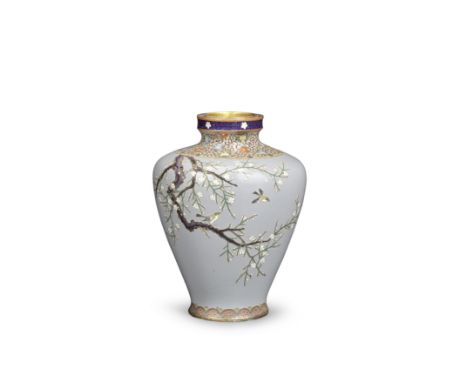 A cloisonné-enamel baluster vaseMeiji era (1868-1912), late 19th/early 20th centuryFinely worked in silver wire of varying ga