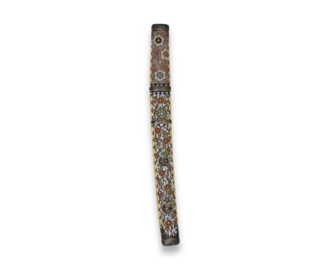 A cloisonné-enamel koshira-e (mounting) with tanto (dagger)The cloisonné-enamel mounts: Meiji era (1868-1912), the blade: Edo