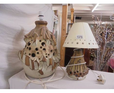 A large Shelf Pottery Ltd lamp and a smaller example. COLLECT ONLY.