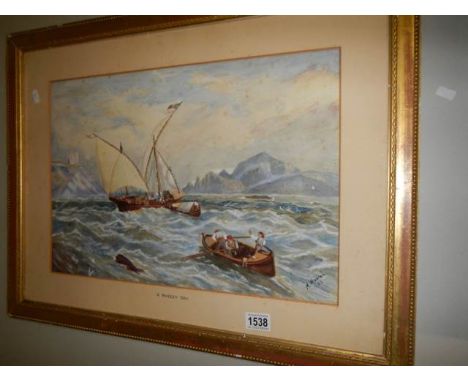 A framed and glazed watercolour entitled 'A Breezy day' signed M Hooren 03, COLLECT ONLY.