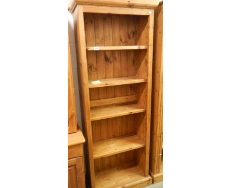 A modern pine four shelf bookcase, 189 x 32 x 71 cm. COLLECT ONLY.