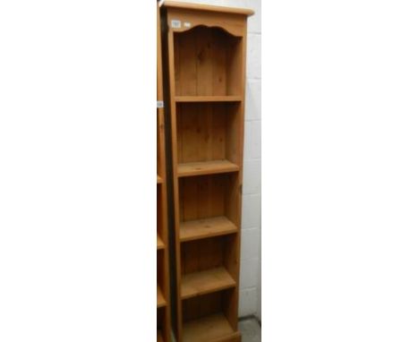 A modern pine four shelf bookcase, 182 x 40 x 22 cm. COLLECT ONLY.