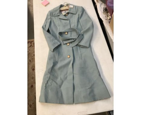 Vintage Style Long Teal pure wool coat. Age related wear and damage. Collect only