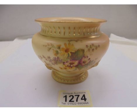 A Royal Worcester hand painted pot, Rd. NO. 232519.