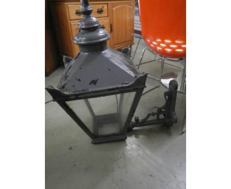 A large vintage metal wall mounted street lamp, COLLECT ONLY.