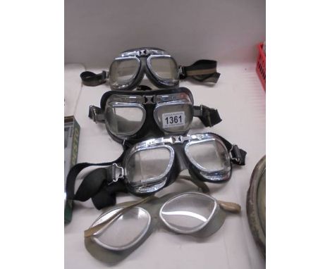 Four pairs of vintage motorcycle goggles (the grey pair a/f rubber perished) others good.