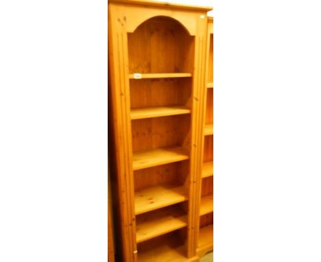 A modern pine five shelf bookcase, 189 x 62 x 33 cm. COLLECT ONLY.