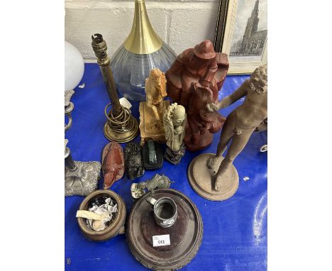 Quantity of assorted wares to include terracotta statue (a/f) together with various Oriental wares and figurines together wit