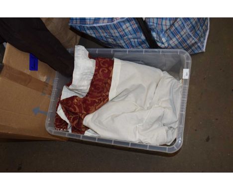 Box of various curtains and bed linen etc