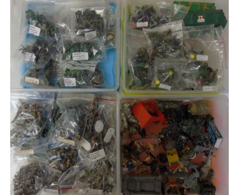 4 BOXES OF FIGURES, SWEDISH, POLISH, FRENCH CAVALRY, MODERN BRITISH ARMY