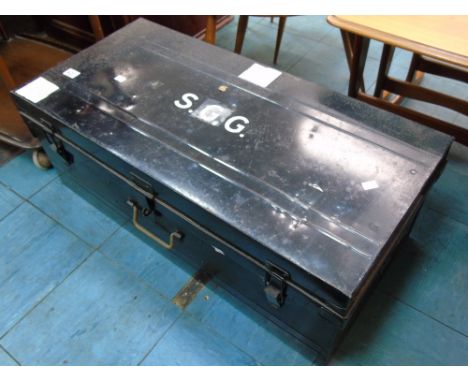 VINTAGE BLACK METAL TRUNK