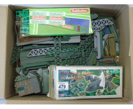 LARGE BOX OF MIXED MODEL SCENERY, INCLUDING SUBBUTEO, UNCHECKED