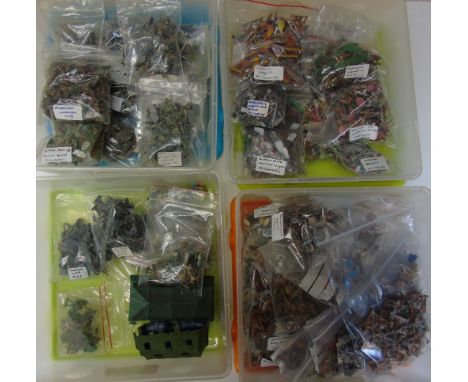 4 BOXES OF FIGURES, KOREAN, ENGLISH WAR, 100 YEARS WAR, WW11 AXIS ARMY