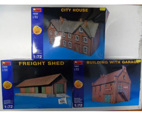 X 3 MINI ART, PLASTIC MODEL KITS OF BUILDINGS, UNCHECKED