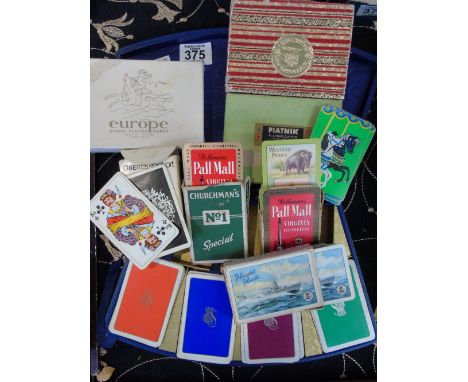 PLAYING CARDS INCLUDING CIGARETTE ADVERTISING CARDS & BRIDGE CARD BOX