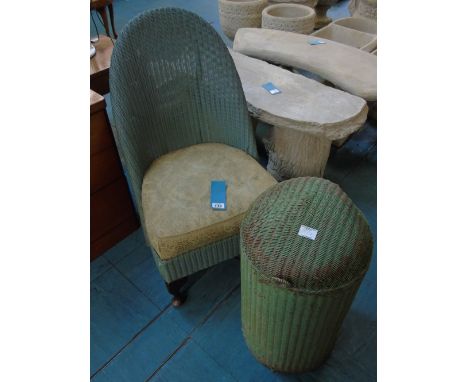 VINTAGE LLOYD LOOM CHAIR AND BASKET