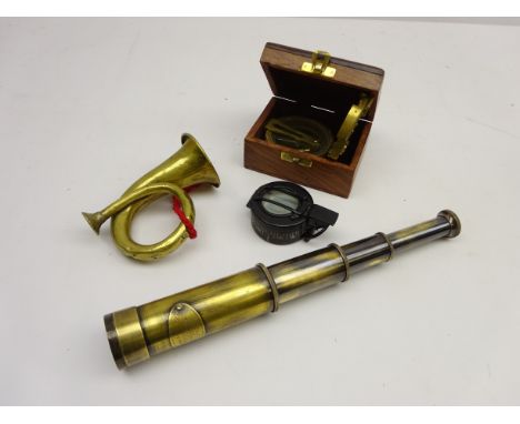 Natural Sine compass, brass telescope etc   Condition Report   Click here for further images, condition, auction times & deli