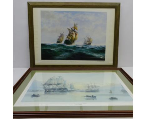 'Uncharted Seas', artists proof colour print signed in pencil by Michael Whitehand (British 1941-) and 'H.M.S Victory Prepari