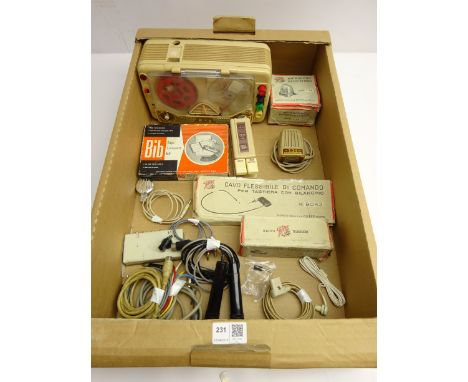 Vintage G.256/E tape recorder, Bib tape accessory kit, Finger tip control, T.34 Geloso and other accessories in one box Condi