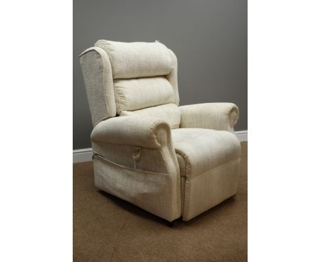 'Oak Tree' electric riser reclining armchair upholstered in natural fabric cover, W88cm (This item is PAT tested - 5 day warr