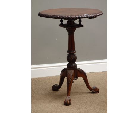 Georgian Chippendale style circular tilt top tripod table, D51cm, H69cm   Condition Report   Click here for further images, c