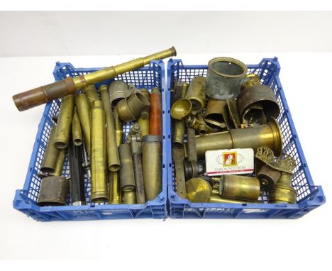 Magic Lantern parts and brass telescope parts etc in two box   Condition Report   Click here for further images, condition, a
