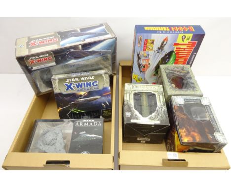 Various Star Wars boxed models, three Lord of the Rings collectors DVD gift sets, Thunderbirds and other games and sets in tw