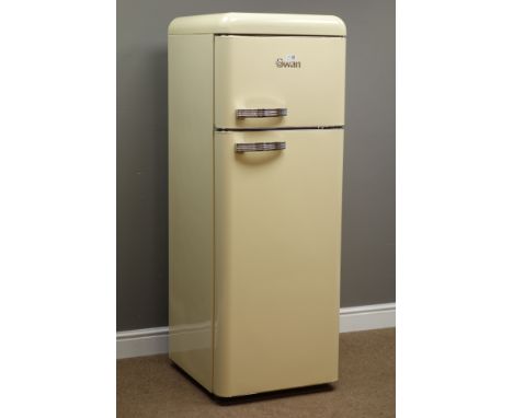 Swan retro cream finish fridge freezer, W55cm (This item is PAT tested - 5 day warranty from date of sale)   Condition Report