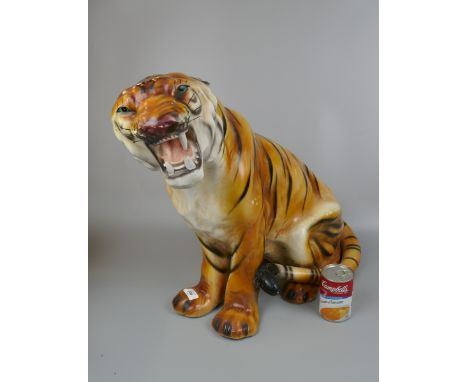 Large ceramic tiger statue - Approx height: 52cm 