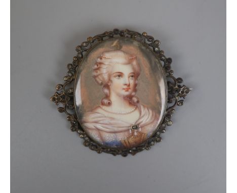 Miniature oil on mother-of-pearl 