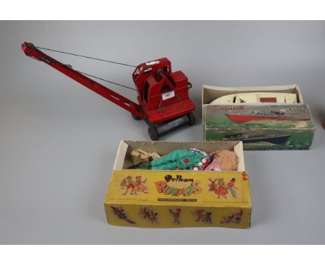 Tri-ang crain together with Penguin cabin cruiser and Pelham puppet 