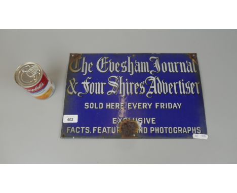 Enamel advertising sign - Evesham Journal and The Four Shires Advertiser - Approx size: 38cm x 25.5cm 