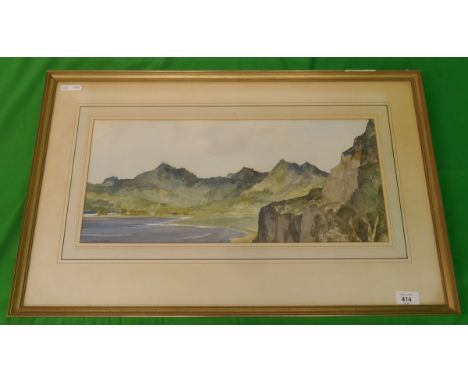 Watercolour - Seascape by Francis R Flint son of William Russell Flint - Approx image size: 54cm x 23cm 