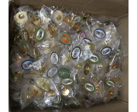 Approximately 500 various enamel motorcycle pin badges (proceeds to charity) 