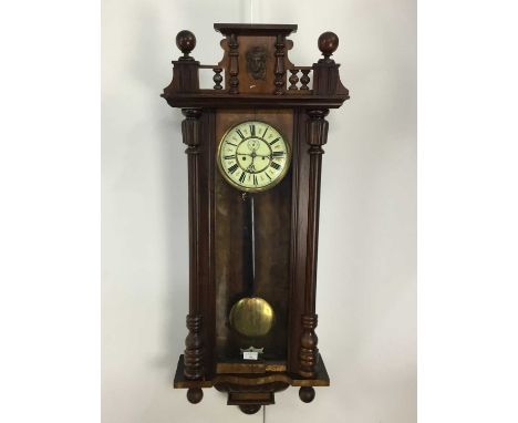 VIENNA WALL CLOCK, LATE 19TH CENTURY with twin train eight day movement, the white enamel dial with Roman numerals, subsidiar