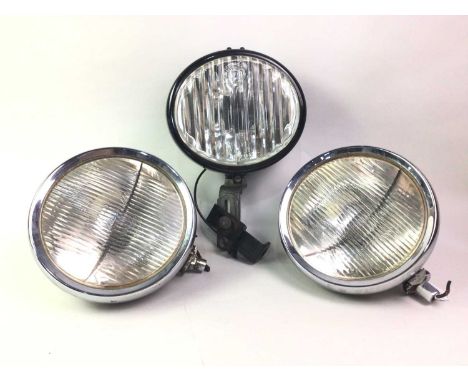 PAIR OF AUTOMOBILE HEADLAMPS, MID 20TH CENTURY each with plaque inscribed "King of the Road, Lucas", with clear glass shade a
