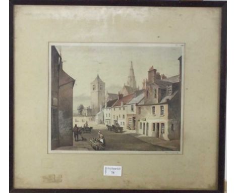 THOMAS FAIRBAIRN RSW (SCOTTISH 1820 - 1885), CASTLE ST, CATHEDRAL & SQUARE TOWER NOW REMOVED (GLASGOW) colour lithograph on p